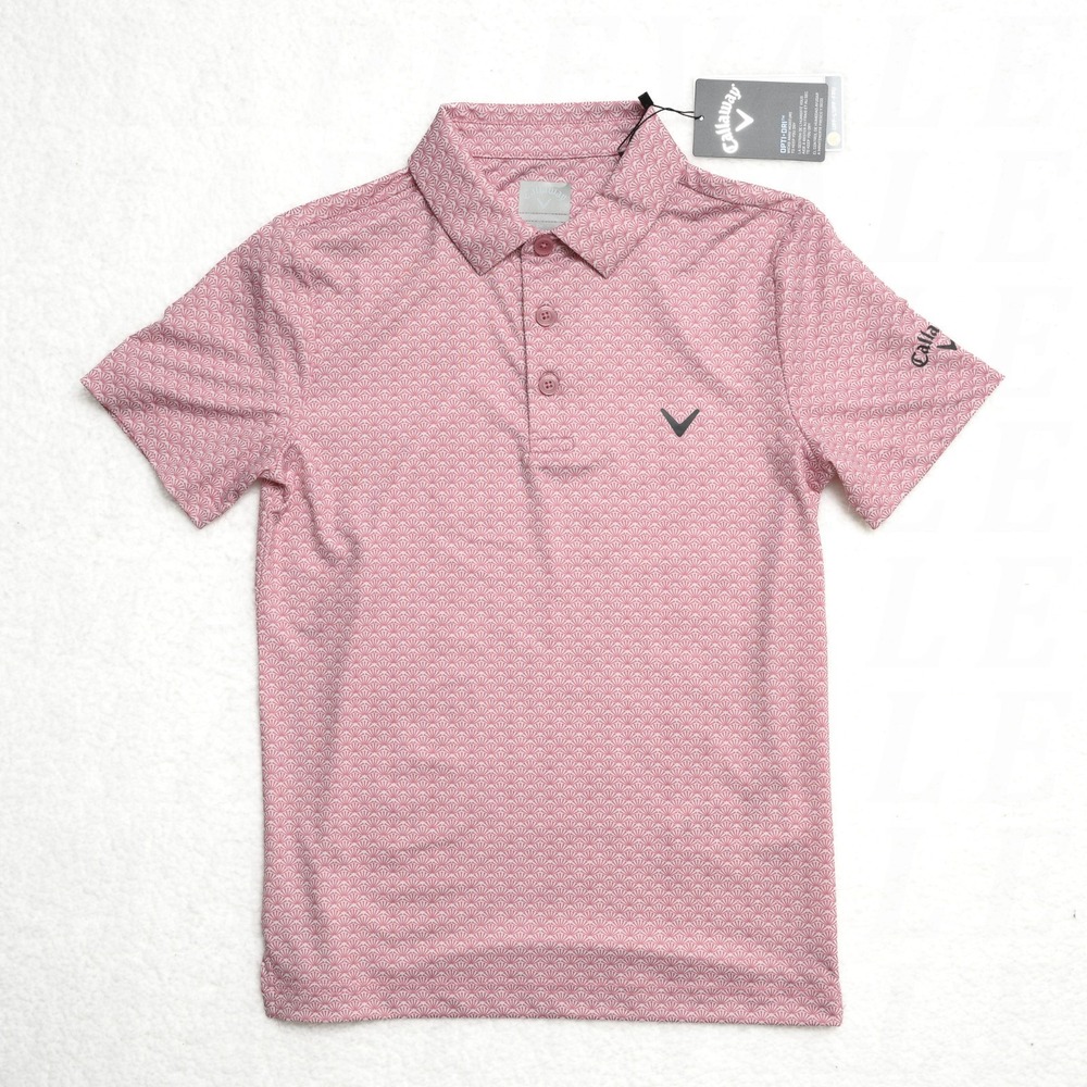 Callaway Boys Golf Polo Youth/Kids Small Stretch Travel Shirt Purple/Pink Tees